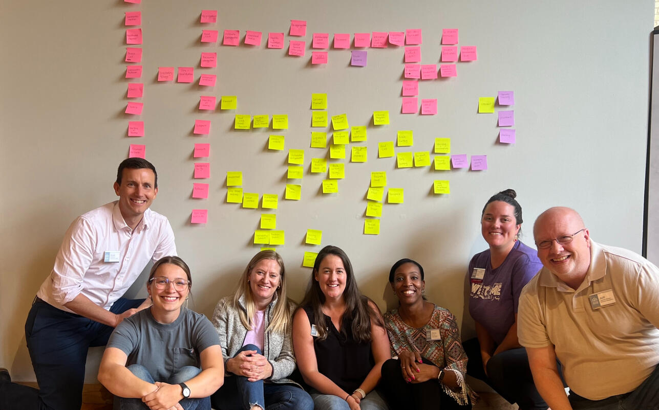 Using post-it notes on a wall can be a low tech way to visualize your value-stream.